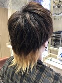 爽やかナチュラルパーマセンターパート清潔感デザインカラー