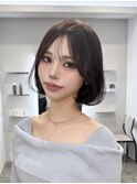 大人かわいいシースルーバングボブ×マロンブラウン