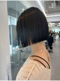 20代30代40代大人かわいい切りっぱなし黒髪ナチュラルボブ