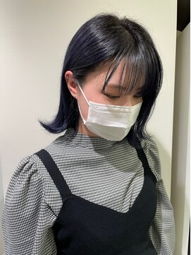 フレーム ヘア ルーム 天王寺駅前店(FRAME hair room) ブルーブラック/外ハネボブ/暗髪カラー