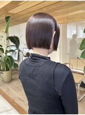 ぱつっとボブミニボブイルミナカラーくすみベージュ