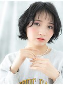 レトロガーリー♪アッシュブラックボブパーマn小山20代30代40代