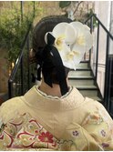フェミニンロングウェーブミディアム着物ヘア成人式卒業式/三鷹