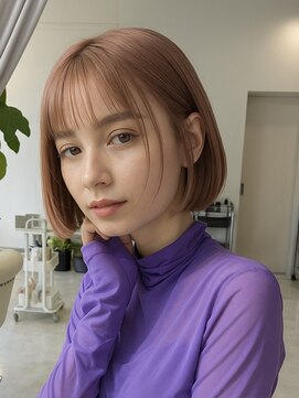 サイクル(CYCLE) 柔らかピンクベージュの小顔ボブ