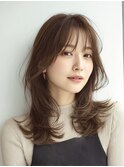 ミディアムレイヤー白髪ぼかしカラー３０代４０代５０代６０代