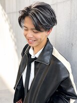 ユイマァルスロウ 岡山(YUIMARLSLOW) 岡山メンズハイライト20代30代ホワイトメッシュセンターパート