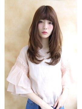 リル 豊中(LiL') 【LiL'豊中】厚めバング小顔セミロング斜めバングハニーヘア
