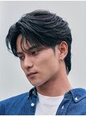 メンズフェザーパーマ刈り上げセンターパートニュアンスパーマ