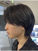 ミルクティーベージュダブルカラー韓国風メンズセンターパート