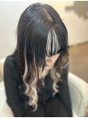 前髪　メッシュ　シールエクステ