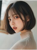 #重めボブ#韓国風#ブリーチなしカラー