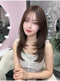 韓国ブラウンベージュカラー×顔周り韓国カット/髪質改善/新宿f