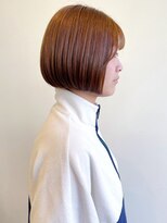 アヴァンセ サニー美容室&nbsp;切りっぱなしボブ 内巻き オレンジブラウン ツヤ髪 透明感 美髪