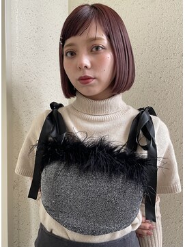 ノラギンザユー(NORA GINZA/U) ミニボブストレートボブ顔まわりカットうぶ毛ヘアアレンジピンク