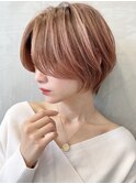【Say.福岡】ショート×ピンクベージュ×大人ショート×前髪なし
