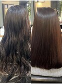 美髪ダークアッシュ暗めカラーフェミニンロング大人ガーリー