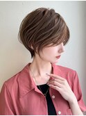 前髪あり耳掛け丸みくびれ大人ショートボブ20代30代40代50代＊