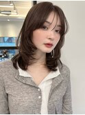 ふわふわミディアムレイヤーカットとチョコレートブラウン◎