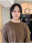 黒髪/ボブルフ/ネビージュ/小顔/ワンレン/栄/髪質改善/前髪