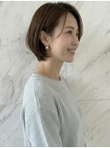 ダークアッシュ黒髪かきあげクールショートボブA11志木30代40代