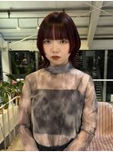 △大人可愛い姫カットウルフカットボルドーカラーレッドカラー