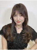 レイヤーカットミルクティーベージュ前髪カット
