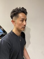 50代メンズヘア　かき上げパーマ　白髪