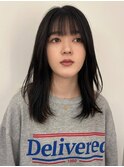 ダークカラー　顔周りレイヤーカット　韓国ヘア【天神/今泉】