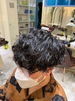 ヘアリゾート エーアイ 原宿(Ai for men) 黒髪ショートマッシュ×スパイラルパーマ/メンズカット/波巻き