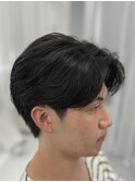 ニュアンスパーマセンターパートワンカールパーマ韓国メンズ