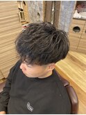 メンズ無造作フェード束感ツイストスパイラルショートストリート