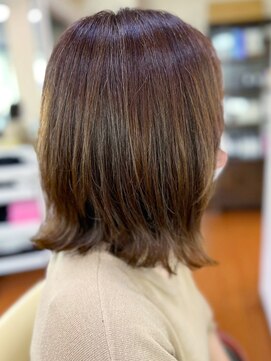 アークスヘアー 20代30代40代大人可愛いワンカール肩ラインココアブラウン