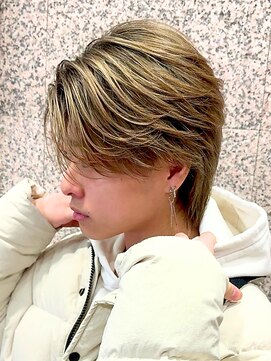 エルマーク 心斎橋(L-MARK) バレイヤージュブリーチダブルカラーハイライトメッシュブリーチ