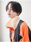 ハンサムショートセンターパート黒髪ストレート☆