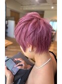 Wカラー/ピンク/ピクシーカット