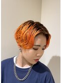 オレンジカラー×ニュアンスパーマ