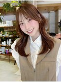 セミロング30代40代ストレートレイヤー前髪なし前髪あり表参道