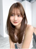 顔周りレイヤーロングフェイスフレーミング前髪カット_F21065
