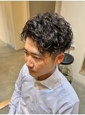 メンズアップバングスパイラルパーマ【佐藤和弥】