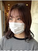 レイヤーカットアッシュカラーグレージュ透明感カラー前髪