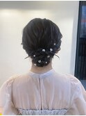 お呼ばれセット × シニヨン × パールピン