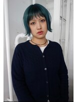 レコ 渋谷(LECO)&nbsp;ハイトーンケアブリーチブルーグリーンレイヤーミニボブ