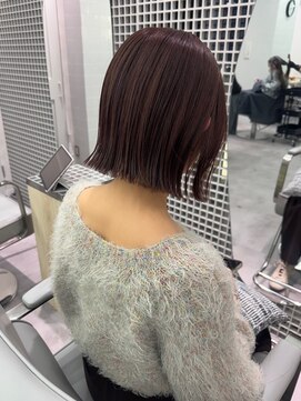 ハニーシブヤ(HONEY shibuya) 髪質改善カラー　バイカルテ　ココアブラウン　外ハネボブ