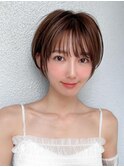 耳かけショートボブ似合わせカット30代40代チェリーブラウン