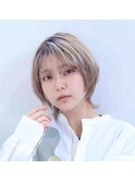 シルキーベージュマニッシュ透明感小顔ショートウルフ20代30代