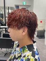 波巻きルビーレッドパーマウルフ
