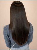 ダークグレージュ ロングストレート 髪質改善トリートメント