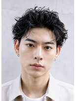 ゼンコー アオヤマ(ZENKO Aoyama)&nbsp;黒髪×スパイキーショート×無造作パーマ【メンズパーマ】