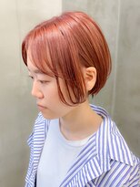 テトヘアー(teto hair)&nbsp;ピンクベージュ、ショートボブ、薄いピンク、ブリーチ