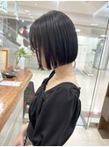 【morio】札幌ボブ　ぱつっと黒髪ナチュラルボブ